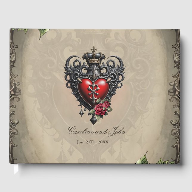 Elegant yet mystical gothic heart guest book (Front)