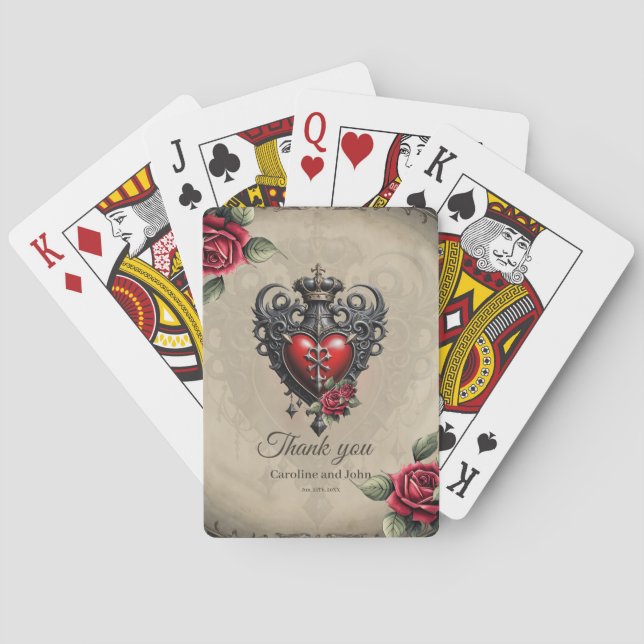 Elegant yet mystical gothic heart  poker cards (Back)
