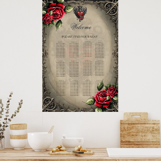 Elegant yet mystical gothic heart  poster (Kitchen)