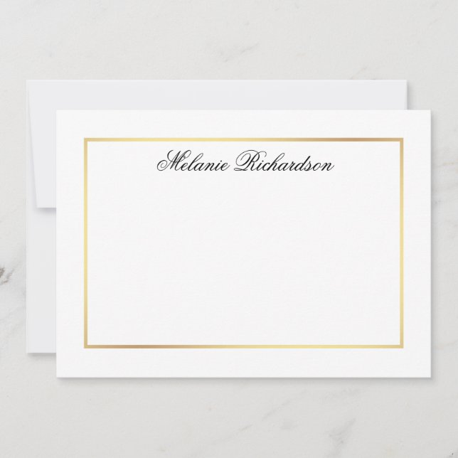 Elegant Yet Simple - Choose Size - Gold Frame Note Card (Front)