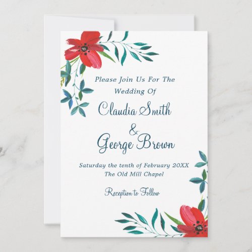 Elegant Yet Simple Flowery Wedding Invitation