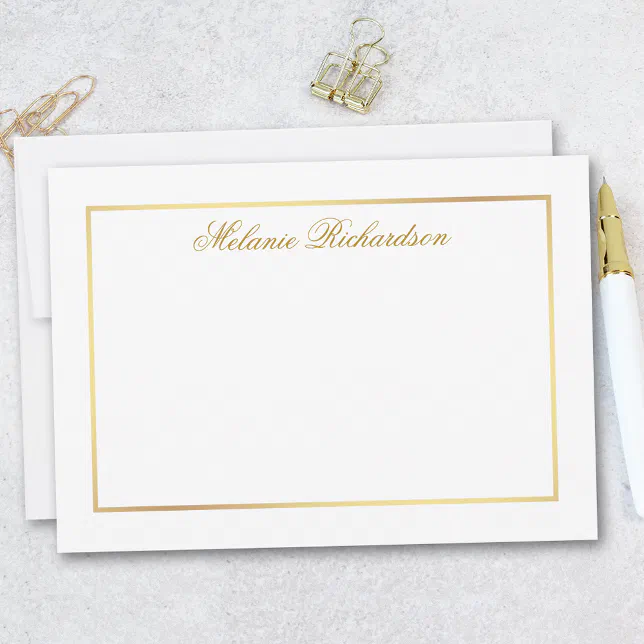 Elegant Yet Simple Gold Frame - Choose Size - Note Card | Zazzle