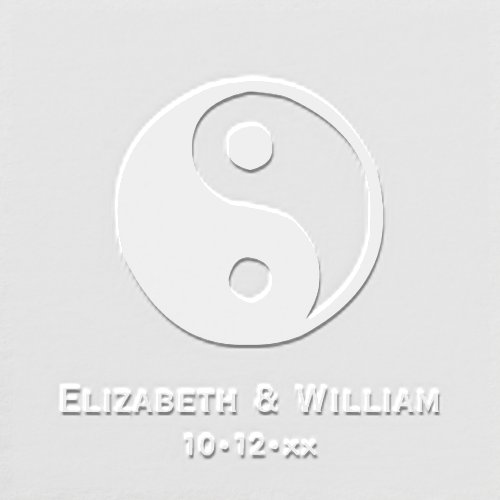 Elegant Yin Yang Symbol Love Wedding Names Date Embosser