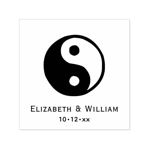 Elegant Yin Yang Symbol Love Wedding Names Date Self_inking Stamp
