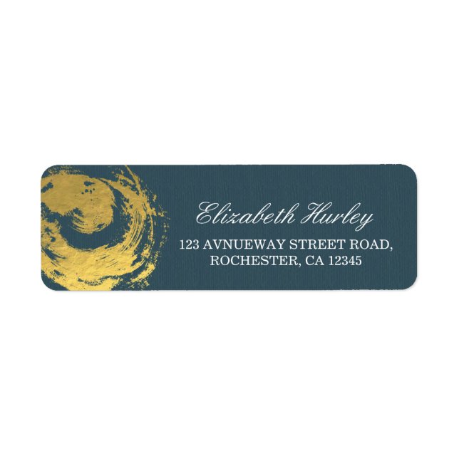 Elegant YOGA Blue & Gold ZEN Symbol Brushstrokes Label (Front)