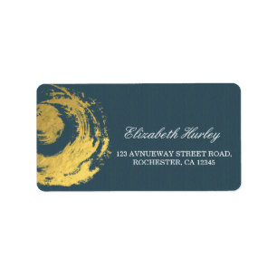 Elegant YOGA Blue & Gold ZEN Symbol Brushstrokes Label