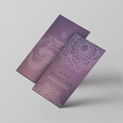 Elegant Yoga Floral Mandala Om Symbol Purple Grung Business Card