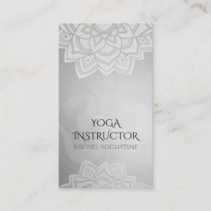 Elegant Yoga Floral Mandala Om Symbol Silver Foil Business Card