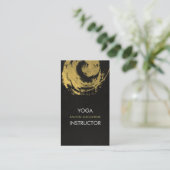 Elegant YOGA Gold Foil Brushstrokes ZEN Symbol Business Card (Standing Front)