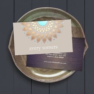 Elegant Yoga Gold  Lotus Mandala Natural Health Business Card