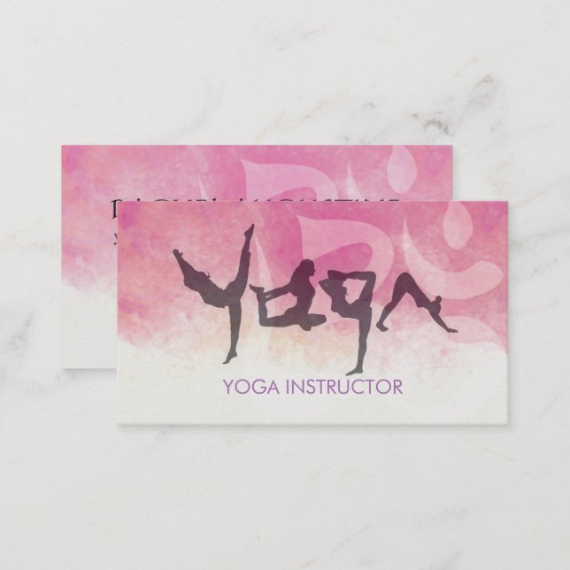 Elegant YOGA Human Alphabet Letters Om Symbol Business Card (Front/Back)