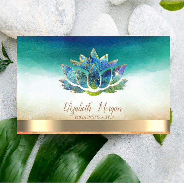 Elegant Yoga Instructor Blue Lotus  Business Card (Creator Uploaded)