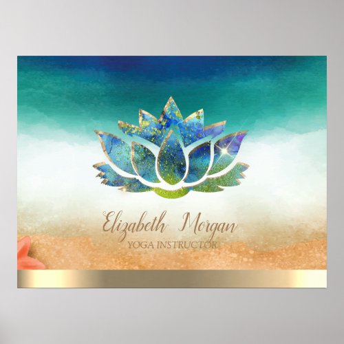 Elegant Yoga Instructor Blue Lotus    Poster