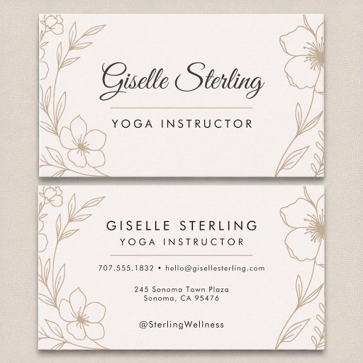 Customizable Elegant Yoga Instructor Botanical Blush Black  Business Card