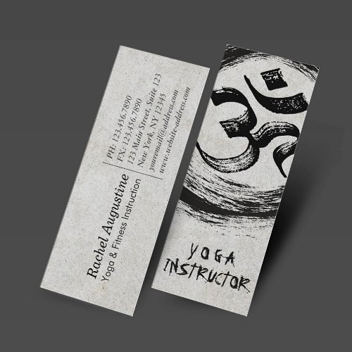 Elegant YOGA Instructor Calligraphy ZEN OM Symbol Mini Business Card