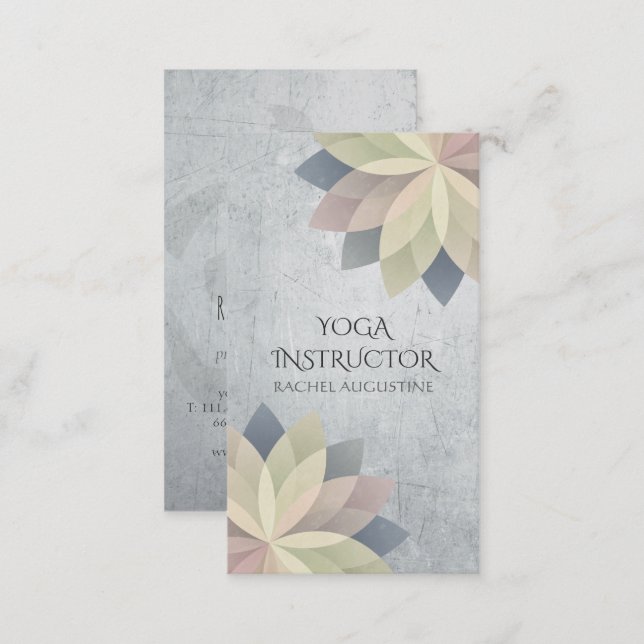 Elegant Yoga Instructor Colorful Lotus Om Symbol Business Card (Front/Back)