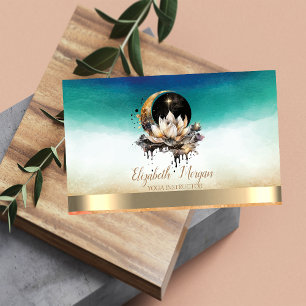 Elegant Yoga Instructor Lotus Moon Sun Business Card