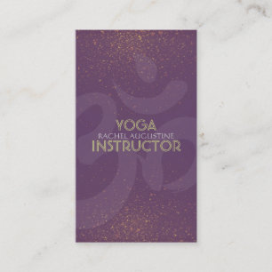 Elegant Yoga Instructor Om Symbol Purple and Gold Business Card