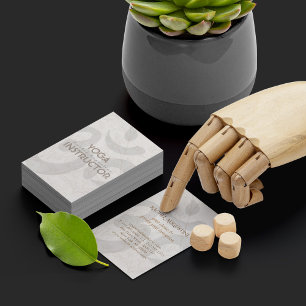 Elegant Yoga Instructor Om Symbol White Floral Business Card