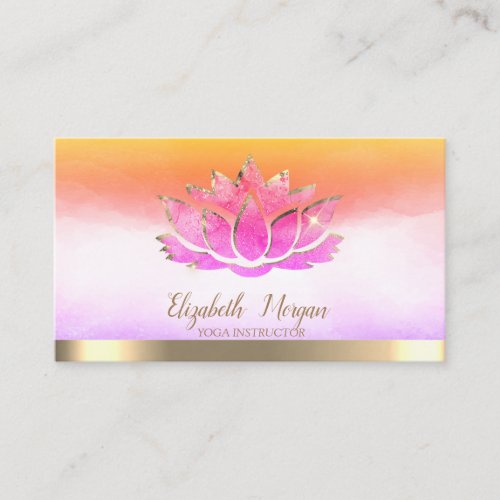 Elegant Yoga Instructor Pink Lotus  Business Card