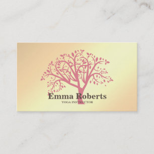 Elegant Yoga Instructor Rose Gold Tree Business Card