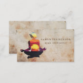 Elegant Yoga Instructor Sunset Watercolor Yoga Business Card (Front/Back)