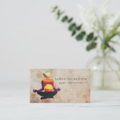 Elegant Yoga Instructor Sunset Watercolor Yoga Business Card (Standing Front)
