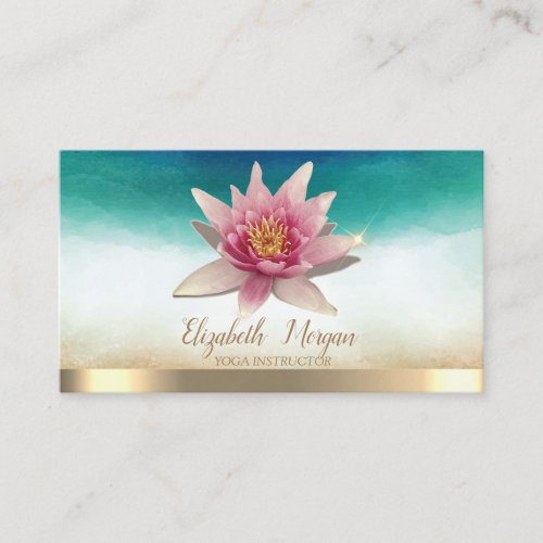 Elegant Yoga Instructor Watercolor Lotus  Business Card