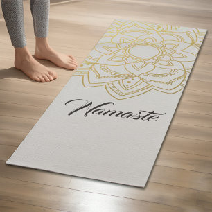 Elegant YOGA Instructor White Gold Floral Mandala Yoga Mat