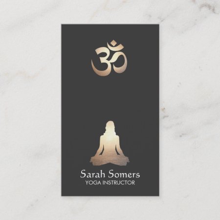 Elegant Yoga Meditation Pose Om Symbol Business Card