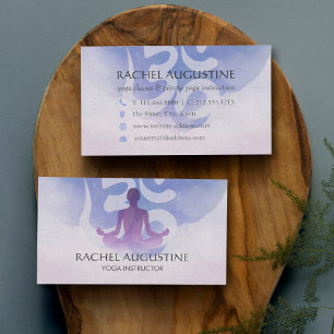 Elegant Yoga Meditation Pose Om Symbol Watercolor Business Card