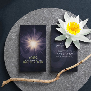 Elegant Yoga Om Symbol And Pure Light Dark Grunge Business Card by ReadyCardCard at Zazzle