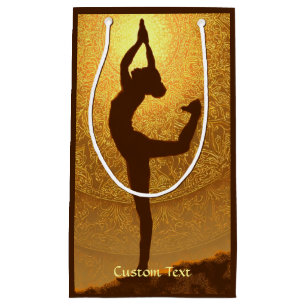 Elegant Yoga Pose Silhouette Mandala Personalize Small Gift Bag