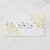 Elegant Yoga White Gold Floral Om Symbol Mandala Business Card (Front)