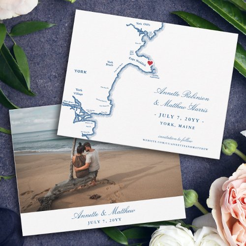 Elegant York Maine Destination Wedding Save The Date