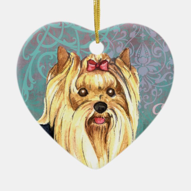 Elegant Yorkie Ceramic Ornament (Front)