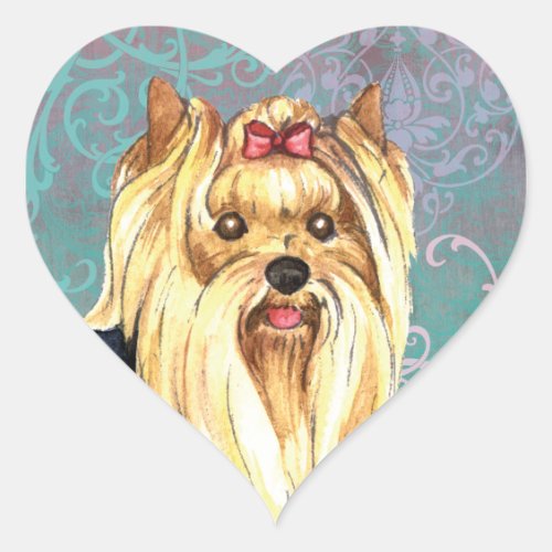 Elegant Yorkie Heart Sticker