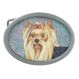 Elegant Yorkie Oval Belt Buckle