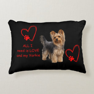 Elegant Yorkie Photorealistic Dog Decor Accent Pillow
