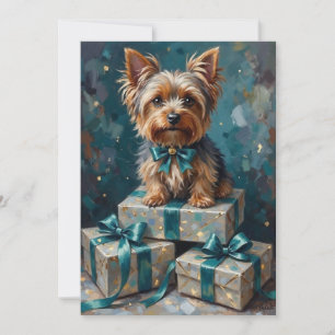 Elegant Yorkshire Terrier Dog Holiday Gift Stack Card