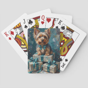 Elegant Yorkshire Terrier Dog Holiday Gift Stack Poker Cards