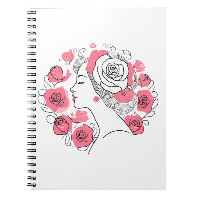 Elegant young lady woman abstract notebook pink (Front)