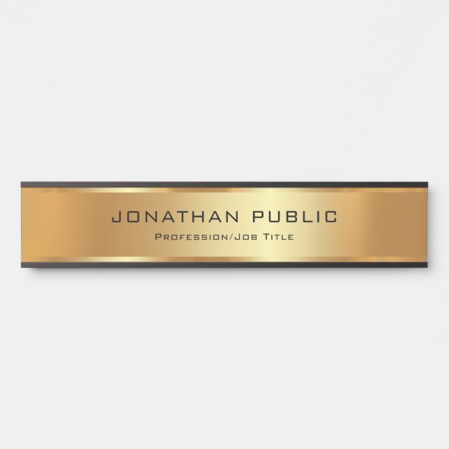Elegant Your Custom Text Black & Gold Template Door Sign (Front)