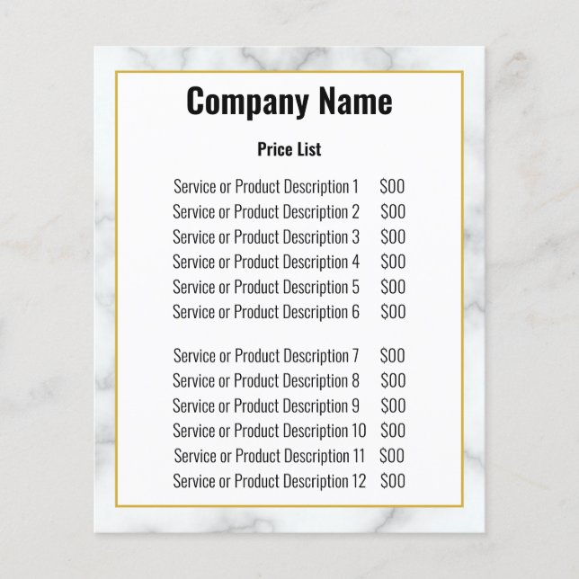Elegant Your Logo Here Price List Flyer (Front)
