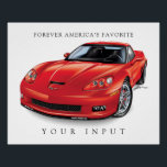 ELEGANT Z06 RED DRAWING POSTER<br><div class="desc">ELEGANT Z06 ART ILLUSTRATION BY EDWARD EKSI</div>