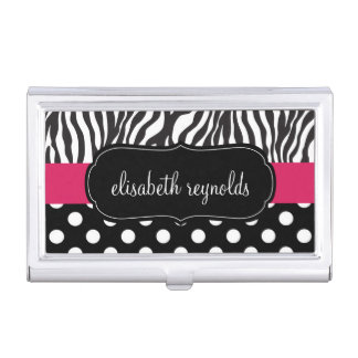 Elegant Zebra and Polka Dots Business Card Holder