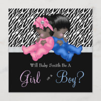 Elegant Zebra Baby Gender Reveal Shower Invitation