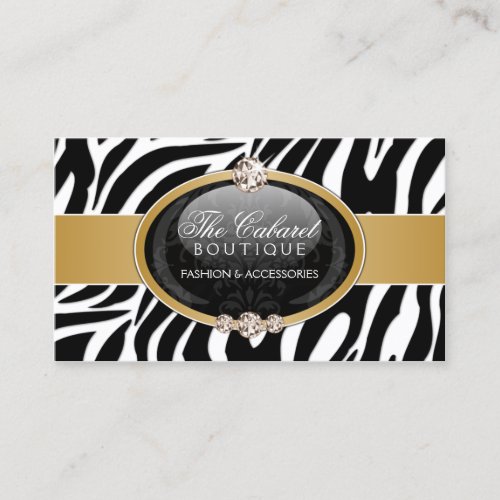 Elegant Zebra Fashion Jewelry Business Cards