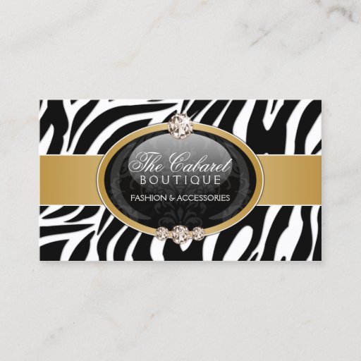 Customizable Elegant Zebra Fashion Jewelry Business Cards