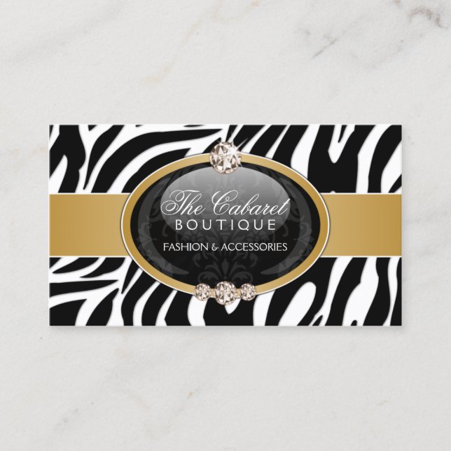 Elegant Zebra Fashion Jewelry Business Card (Front)